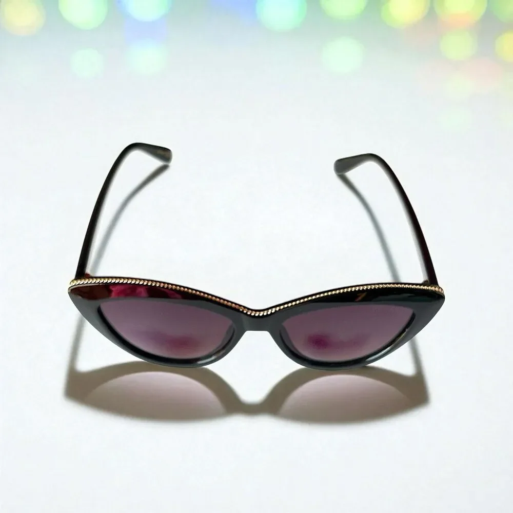 VELVET EYEWEAR The Lily Cat Eye Sunglasses in black w/microfiber pouch